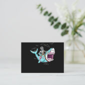 Skeleton Riding Zombie Shark Funny Halloween Gift Visitekaartje (Staand voorkant)