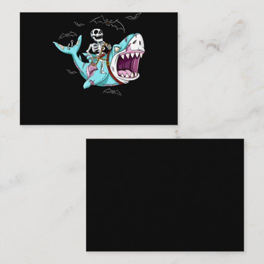 Skeleton Riding Zombie Shark Funny Halloween Gift Visitekaartje (Voorkant / Achterkant)
