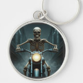 Skeleton rijden op een motorfiets sleutelhanger (Voorkant)