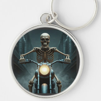 Skeleton rijden op een motorfiets sleutelhanger