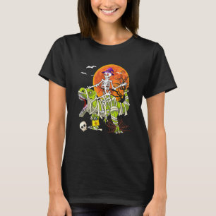 Skeleton rijden Rex Halloween jongens dinosaurus k T-shirt