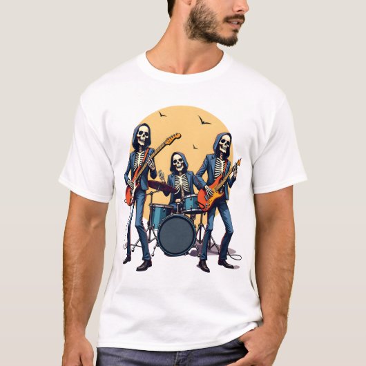 Skeleton Rock Band � Funny Halloween Shirt (Voorkant)