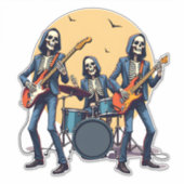 Skeleton Rock Band � Funny Halloween Shirt Sticker (Voorkant)