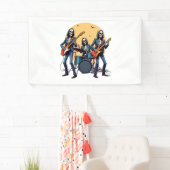 Skeleton Rock Band - Grappig Halloween Shirt Spandoek (Insitu)