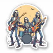 Skeleton Rock Band � Grappig Halloween Shirt Sticker (Voorkant)