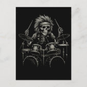 Skeleton Rock Drummer - Spooky Halloween muziek Briefkaart (Voorkant)