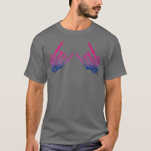 Skeleton Rock Hand Bi Wife Energy LGBTQ Support T-shirt