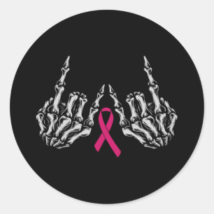 Skeleton Rock Hand Breast Cancer Awareness Cool Pi Ronde Sticker