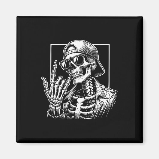 Skeleton Rock Hand Halloween Kostuum Rocker Cool R Magneet (Voorkant)