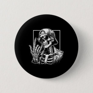 Skeleton Rock Hand Halloween Kostuum Rocker Cool R Ronde Button 5,7 Cm