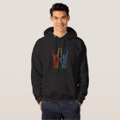 Skeleton Rock Hand LGBTQ Rainbow Flag Gay Pride Hoodie (Voorkant volledig)