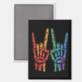 Skeleton Rock Hand LGBTQ Rainbow Flag Gay Pride Magneet (Voorkant / Achterkant)