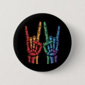 Skeleton Rock Hand LGBTQ Rainbow Flag Gay Pride Ronde Button 5,7 Cm (Voorkant)