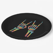 Skeleton Rock Hand Rainbow LGBTQ Gay Lesbian Pride Papieren Bordje (Gekanteld)
