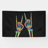 Skeleton Rock Hand Rainbow LGBTQ Gay Lesbian Pride Spandoek (Horizontaal)