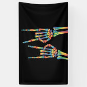 Skeleton Rock Hand Rainbow LGBTQ Gay Lesbian Pride Spandoek (Verticaal)