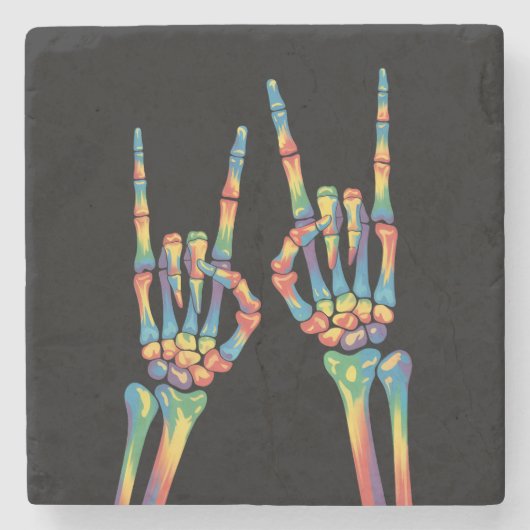 Skeleton Rock Hand Rainbow LGBTQ Gay Lesbian Pride Stenen Onderzetter (Voorkant)