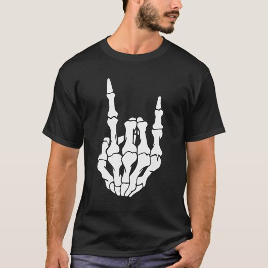 Skeleton Rock Hand Sign Guitar Pick Guitarists Gui T-shirt (Voorkant)
