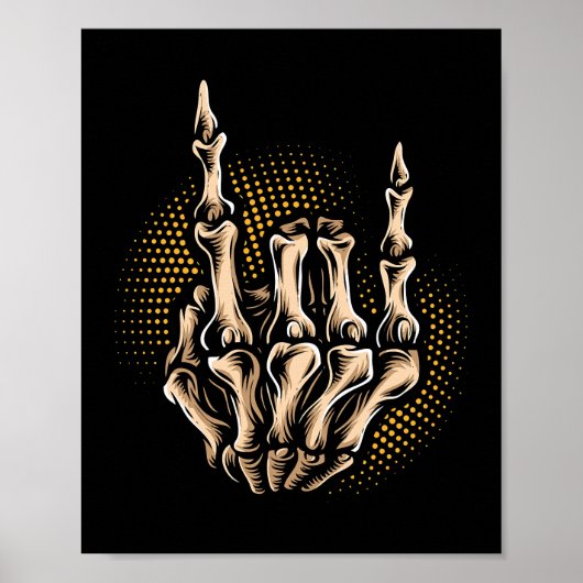 Skeleton Rock Hand Sign Halloween Music Lover 209 Poster (Voorkant)