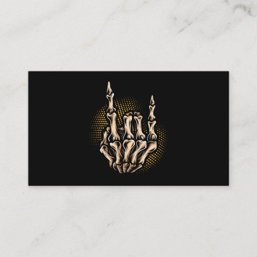 Skeleton Rock Hand Sign Halloween Music Lover 209 Visitekaartje (Voorkant)
