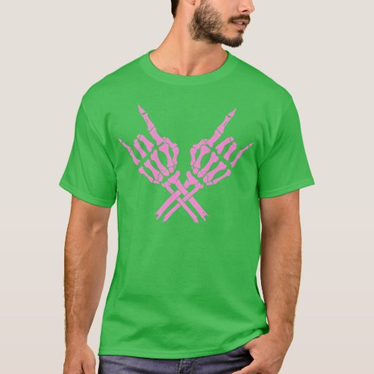 Skeleton Rock Hands familie T-shirt (Voorkant)