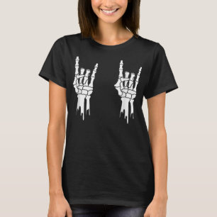 Skeleton, Rock On Hands, Halloween, Men Women Kids T-shirt