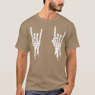 Skeleton, Rock On Hands, Halloween, Men Women Kids T-shirt