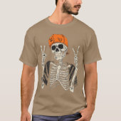 Skeleton Rocker Hat Skater Cool Punk Rock Hallowee T-shirt (Voorkant)