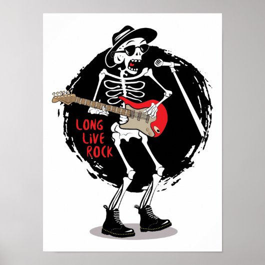 SKELETON ROCKER - LANG LIVE ROCK EN ROLL POSTER (Voorkant)
