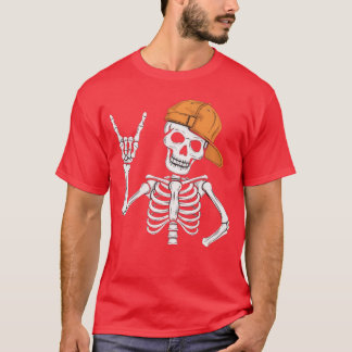 Skeleton Rocker Vrouwen Mannen Jongens Punk Rocker T-shirt