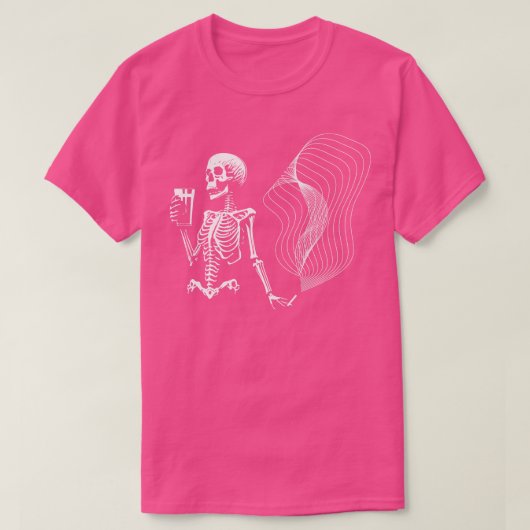 Skeleton roken en drink bier t-shirt (Design voorkant)