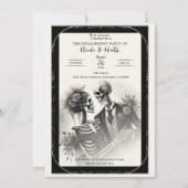Skeleton Romance Gothic Engagement Party Kaart (Voorkant)