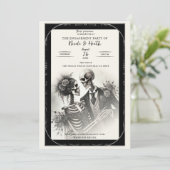 Skeleton Romance Gothic Engagement Party Kaart (Staand voorkant)