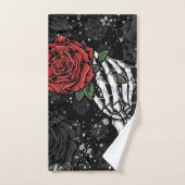 Skeleton Roos met Silver Black Gothic Glam Bad Handdoek (Handdoek)