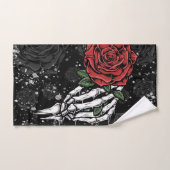 Skeleton Roos met Silver Black Gothic Glam Bad Handdoek (Handdoek)