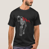 Skeleton Roos Pistool Halloween Spooky Botten Skul T-shirt (Voorkant)