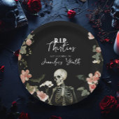 Skeleton Roze Bloemen RIP jaren '30 40e verjaardag Papieren Bordje