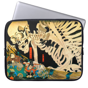 Skeleton samengevat door Witch Kuniyoshi Fine Art Laptop Sleeve