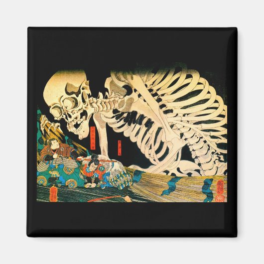 Skeleton samengevat door Witch Kuniyoshi Fine Art Magneet (Voorkant)