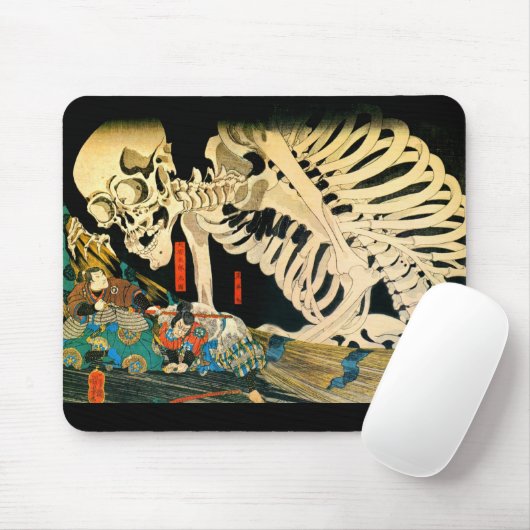 Skeleton samengevat door Witch Kuniyoshi Fine Art Muismat (Met muis)