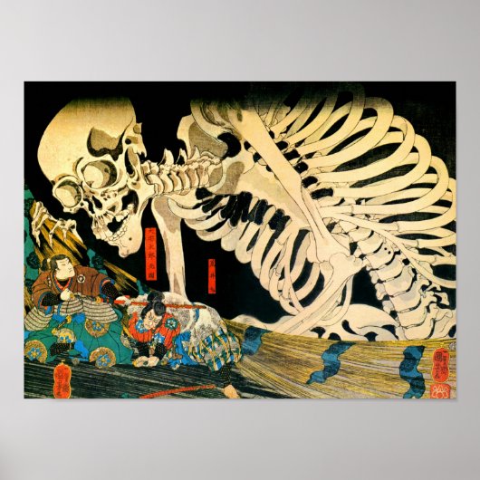 Skeleton samengevat door Witch Kuniyoshi Fine Art Poster (Voorkant)