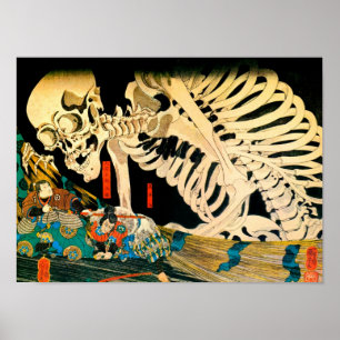 Skeleton samengevat door Witch Kuniyoshi Fine Art Poster