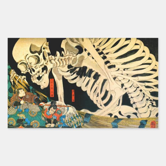 Skeleton samengevat door Witch Kuniyoshi Fine Art Rechthoekige Sticker (Voorkant)