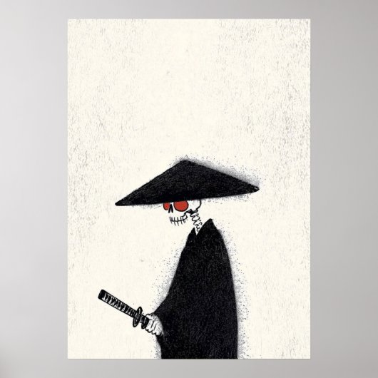 Skeleton Samurai with Katana and Hat Halloween  Poster (Voorkant)
