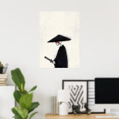 Skeleton Samurai with Katana and Hat Halloween  Poster (Thuiskantoor)