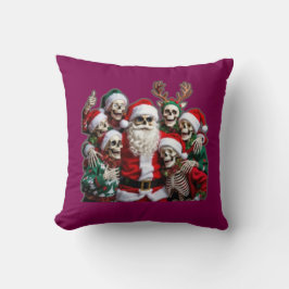 Skeleton Santa Christmas Group Photo – Festive 3D  Kussen