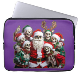 Skeleton Santa Christmas Group Photo – Festive 3D  Laptop Sleeve