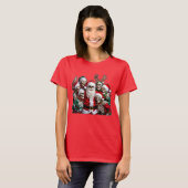 Skeleton Santa Christmas Group Photo – Festive 3D T-shirt (Voorkant volledig)