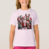 Skeleton Santa Christmas Group Photo – Festive 3D  T-shirt (Voorkant)