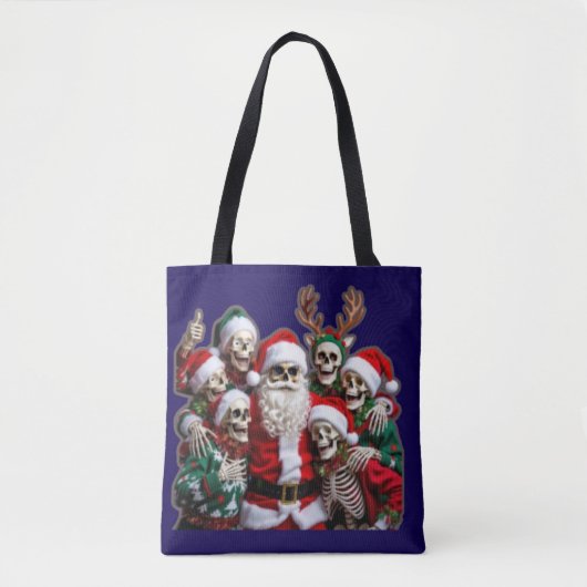Skeleton Santa Christmas Group Photo – Festive 3D  Tote Bag (Voorkant)